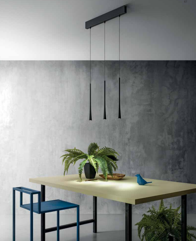 GEALUCE Sospensione multipla lineare a 3 luci con montatura in alluminio biaco-oro-nero satinato LED DAFNE GEALUCE Sospensione multipla lineare a 3 luci con montatura in alluminio biaco-oro-nero satinato LED DAFNE